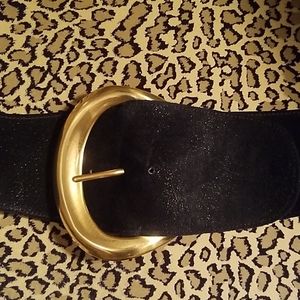 Donna Karan NY sparkle blk suede belt-VINTAGE